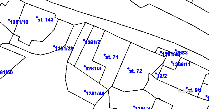 Parcela st. 71 v KÚ Hradec u Stoda, Katastrální mapa