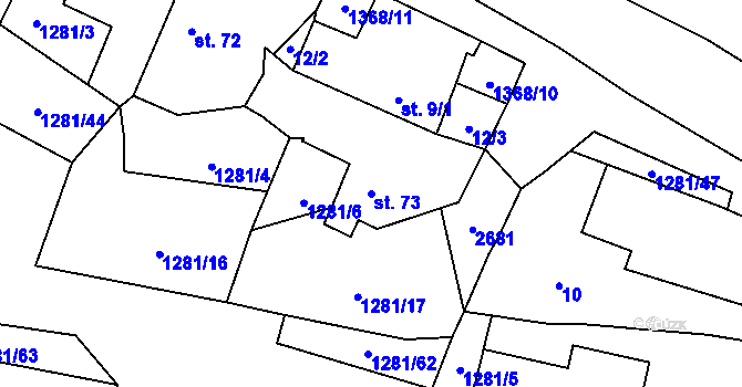 Parcela st. 73 v KÚ Hradec u Stoda, Katastrální mapa