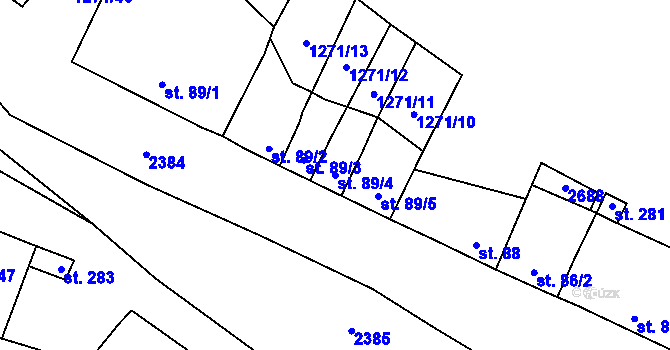 Parcela st. 89/4 v KÚ Hradec u Stoda, Katastrální mapa