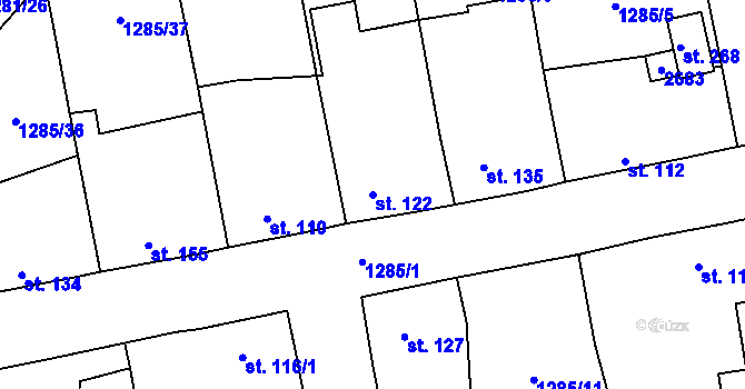 Parcela st. 122 v KÚ Hradec u Stoda, Katastrální mapa