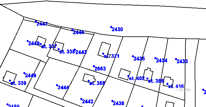 Parcela st. 321 v KÚ Hradec u Stoda, Katastrální mapa