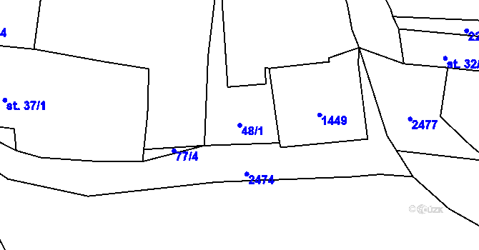 Parcela st. 48/1 v KÚ Hradec u Stoda, Katastrální mapa