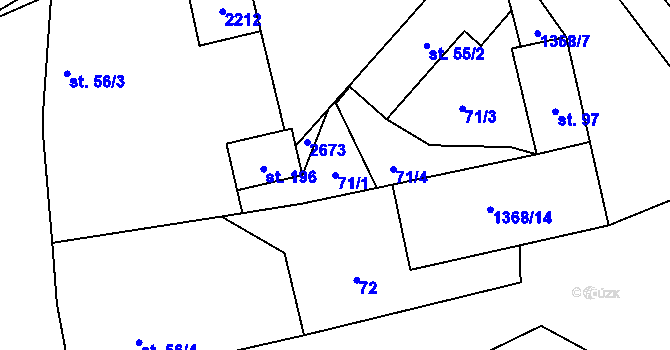 Parcela st. 71/1 v KÚ Hradec u Stoda, Katastrální mapa