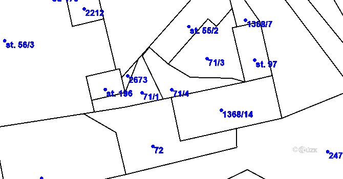Parcela st. 71/4 v KÚ Hradec u Stoda, Katastrální mapa