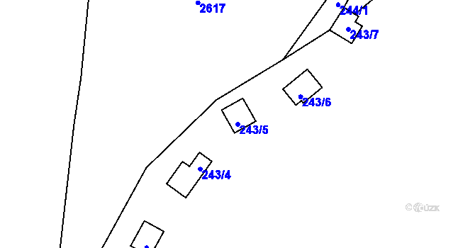 Parcela st. 243/5 v KÚ Hradec u Stoda, Katastrální mapa