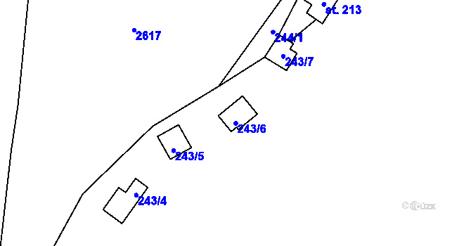 Parcela st. 243/6 v KÚ Hradec u Stoda, Katastrální mapa