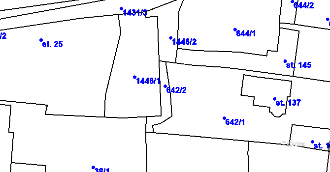 Parcela st. 642/2 v KÚ Hradec u Stoda, Katastrální mapa