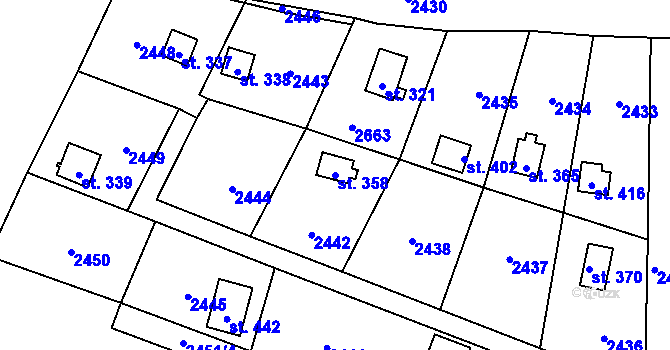 Parcela st. 358 v KÚ Hradec u Stoda, Katastrální mapa