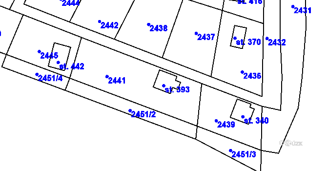 Parcela st. 393 v KÚ Hradec u Stoda, Katastrální mapa