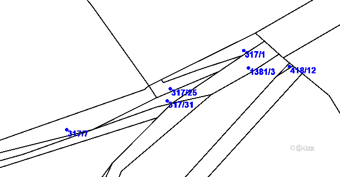 Parcela st. 317/25 v KÚ Hradec u Stoda, Katastrální mapa