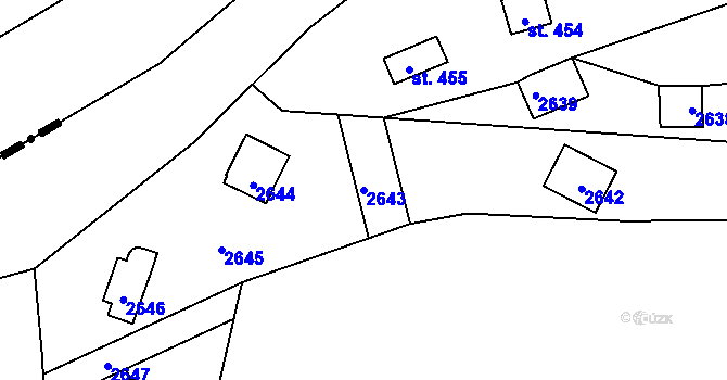 Parcela st. 2643 v KÚ Hradec u Stoda, Katastrální mapa