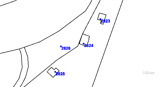 Parcela st. 2624 v KÚ Hradec u Stoda, Katastrální mapa