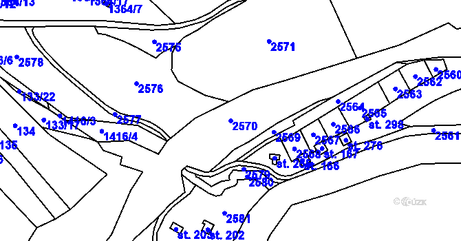 Parcela st. 2570 v KÚ Hradec u Stoda, Katastrální mapa