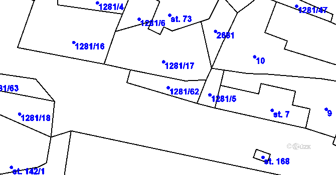 Parcela st. 1281/62 v KÚ Hradec u Stoda, Katastrální mapa