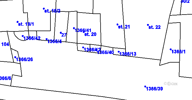 Parcela st. 1366/40 v KÚ Hradec u Stoda, Katastrální mapa