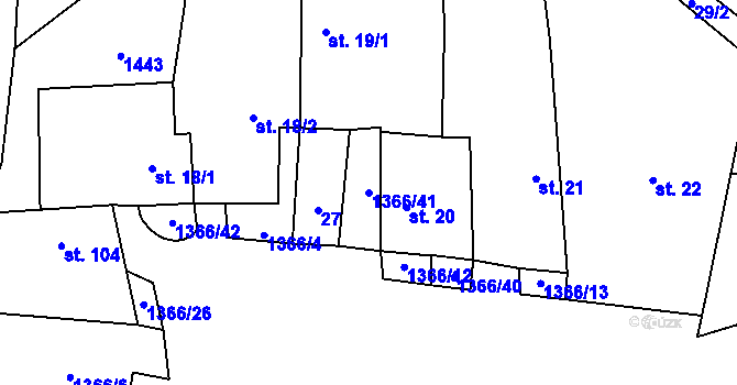 Parcela st. 1366/41 v KÚ Hradec u Stoda, Katastrální mapa