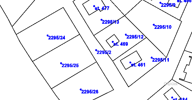Parcela st. 2295/2 v KÚ Hradec u Stoda, Katastrální mapa