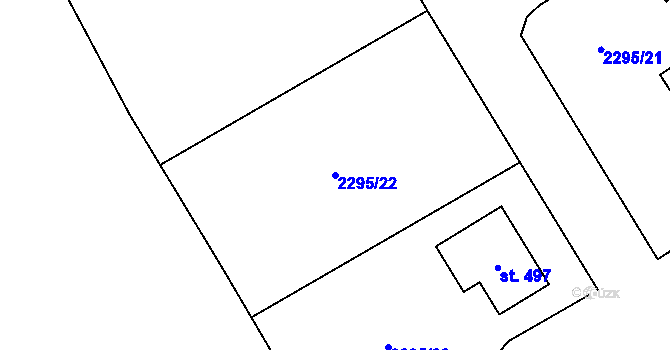 Parcela st. 2295/22 v KÚ Hradec u Stoda, Katastrální mapa