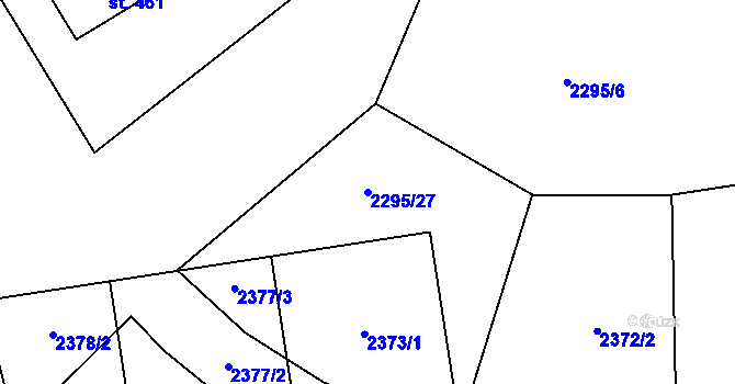Parcela st. 2295/27 v KÚ Hradec u Stoda, Katastrální mapa