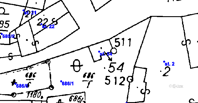 Parcela st. 54 v KÚ Lisov, Katastrální mapa