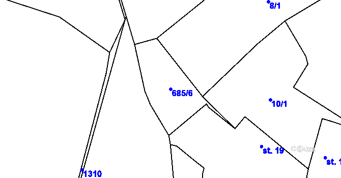 Parcela st. 685/6 v KÚ Lisov, Katastrální mapa