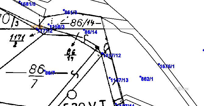 Parcela st. 1157/12 v KÚ Lisov, Katastrální mapa