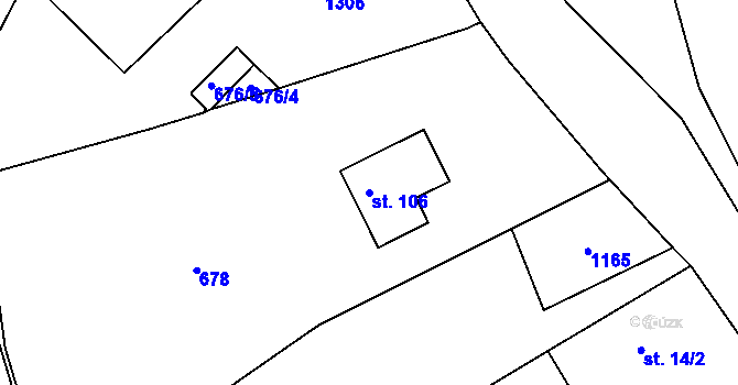 Parcela st. 106 v KÚ Lisov, Katastrální mapa