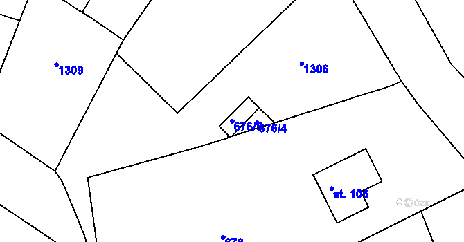 Parcela st. 676/5 v KÚ Lisov, Katastrální mapa