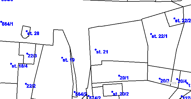 Parcela st. 21 v KÚ Střelice, Katastrální mapa