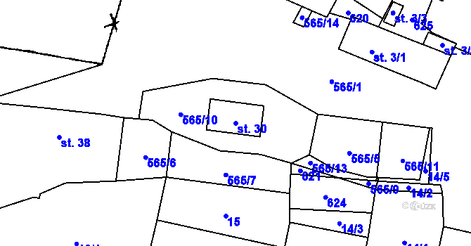 Parcela st. 30 v KÚ Střelice, Katastrální mapa