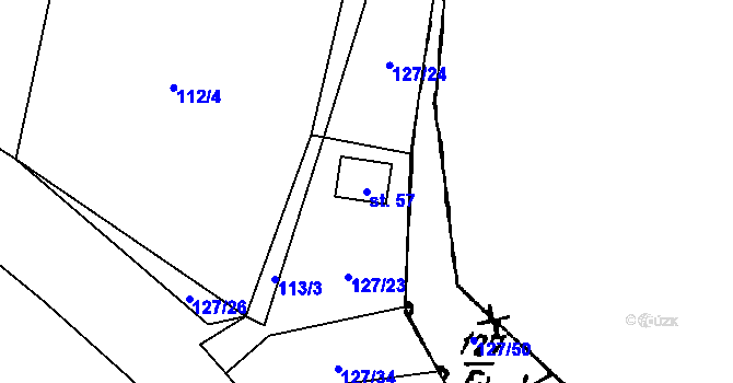 Parcela st. 57 v KÚ Střelice, Katastrální mapa
