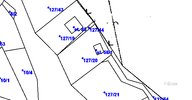 Parcela st. 58/1 v KÚ Střelice, Katastrální mapa