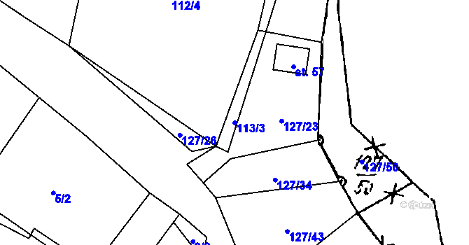 Parcela st. 113/3 v KÚ Střelice, Katastrální mapa
