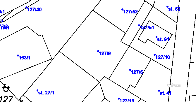 Parcela st. 127/9 v KÚ Střelice, Katastrální mapa