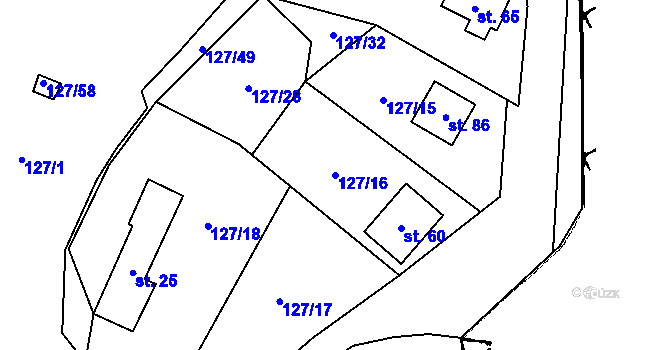 Parcela st. 127/16 v KÚ Střelice, Katastrální mapa