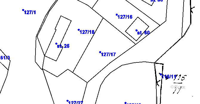 Parcela st. 127/17 v KÚ Střelice, Katastrální mapa