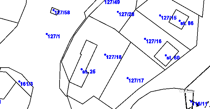 Parcela st. 127/18 v KÚ Střelice, Katastrální mapa
