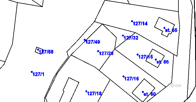 Parcela st. 127/28 v KÚ Střelice, Katastrální mapa