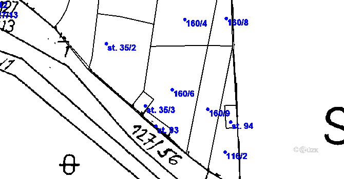 Parcela st. 160/6 v KÚ Střelice, Katastrální mapa