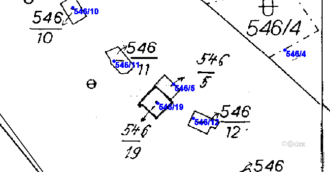 Parcela st. 546/5 v KÚ Střelice, Katastrální mapa