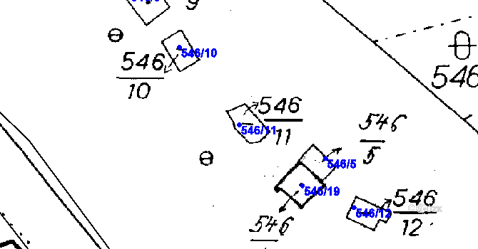 Parcela st. 546/11 v KÚ Střelice, Katastrální mapa