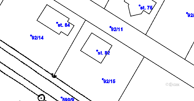 Parcela st. 82 v KÚ Střelice, Katastrální mapa