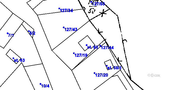 Parcela st. 85 v KÚ Střelice, Katastrální mapa
