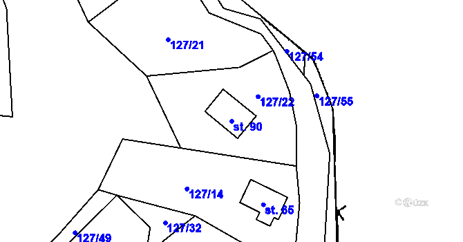 Parcela st. 90 v KÚ Střelice, Katastrální mapa