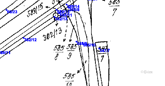 Parcela st. 585/10 v KÚ Střelice, Katastrální mapa