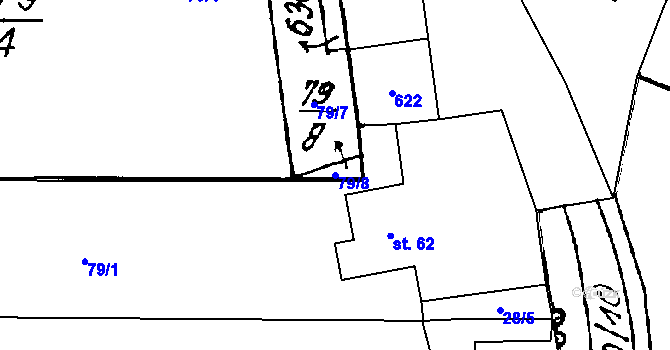 Parcela st. 79/8 v KÚ Střelice, Katastrální mapa