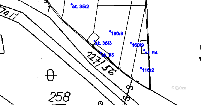 Parcela st. 93 v KÚ Střelice, Katastrální mapa