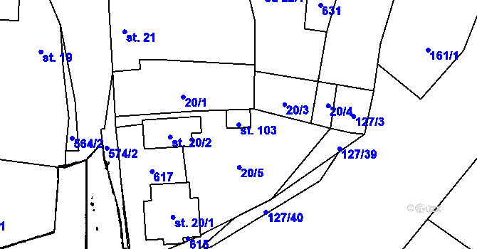 Parcela st. 103 v KÚ Střelice, Katastrální mapa