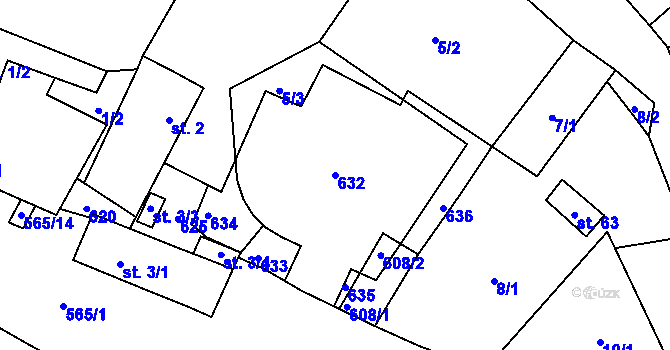 Parcela st. 632 v KÚ Střelice, Katastrální mapa