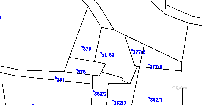 Parcela st. 63 v KÚ Hradec u Ledče nad Sázavou, Katastrální mapa